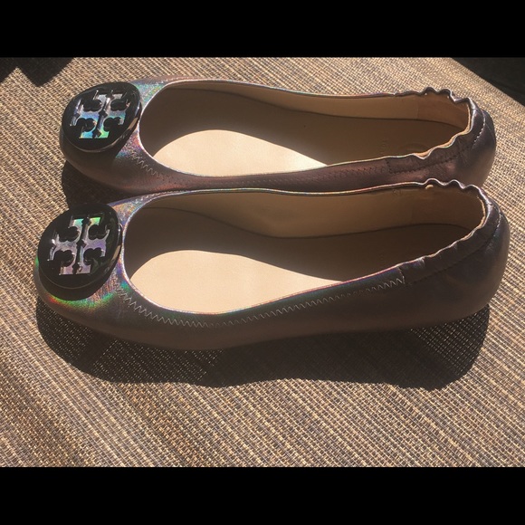 Tory Burch Minnie packable flat hologram gunmetal - Picture 5 of 8